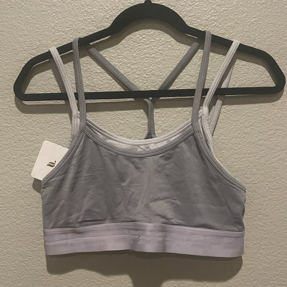 Oasis Light Purple, White, and Gray Sports Bra